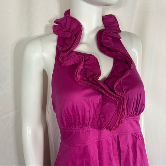 I.N. San Francisco Fuchsia Frilled Halter Dress - Picture 2 of 12